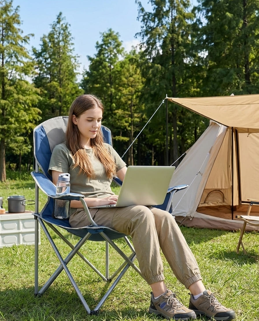 Heavy-Duty Folding Camping Chair with Cooler