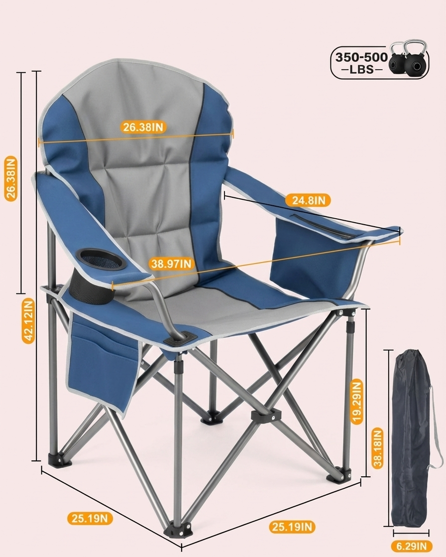 Heavy-Duty Folding Camping Chair with Cooler
