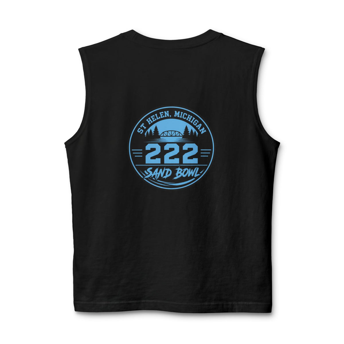 222 Sand Bowl Muscle Tank — St. Helen, Michigan Vintage Beach Logo