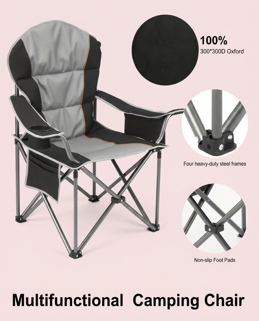 Heavy-Duty Folding Camping Chair with Cooler