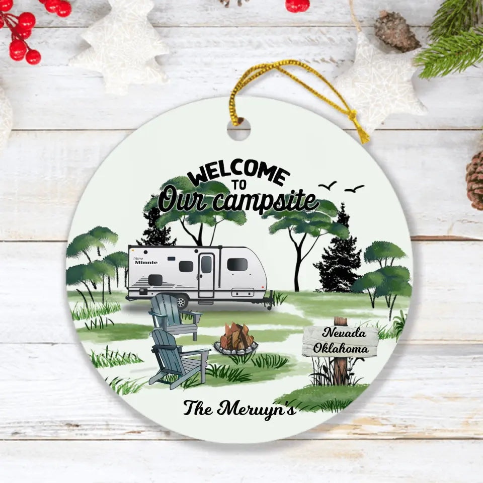Personalized “Welcome to Our Campsite” Ornament