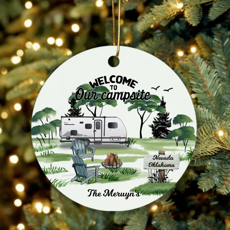 Personalized “Welcome to Our Campsite” Ornament