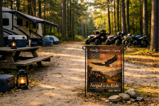 "Forged in the Ride" Outdoor House Banner