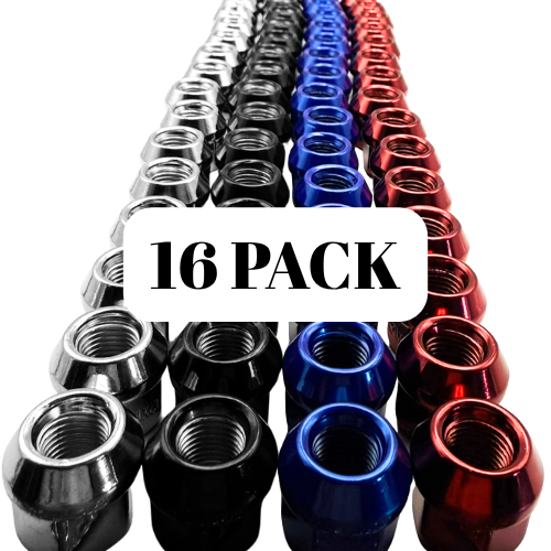 16 Pack M12x1.25 Open End Spline Colored ATV UTV Lug Nuts