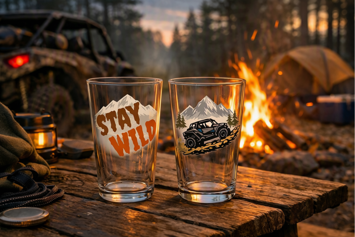 Stay Wild Pint Glass – 16oz Mountain Adventure Beer Glass