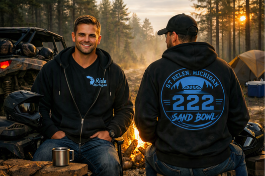 Hoodie - '222 Sand Bowl, St. Helen Michigan' Mens Graphic Fleece Hoodie