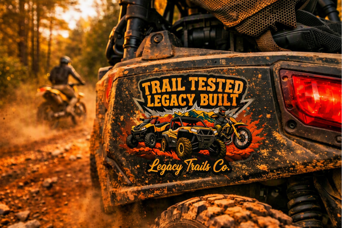 Trail Tested Legacy Built Sticker — Off-Road UTV & Dirt Bike Kiss-Cut Decal