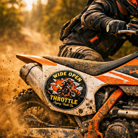 Wide Open Throttle Motorcycle Sticker — Dirt Bike Kiss-Cut Decal